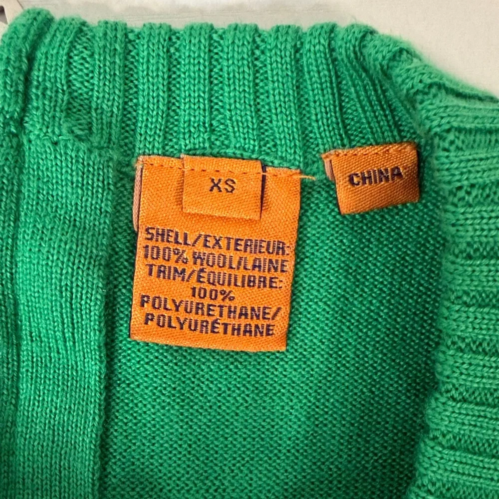 Tory Burch Wool Logo Pullover Sweater - Kelly Green with Silver Metallic Logo - Picture 10 of 15